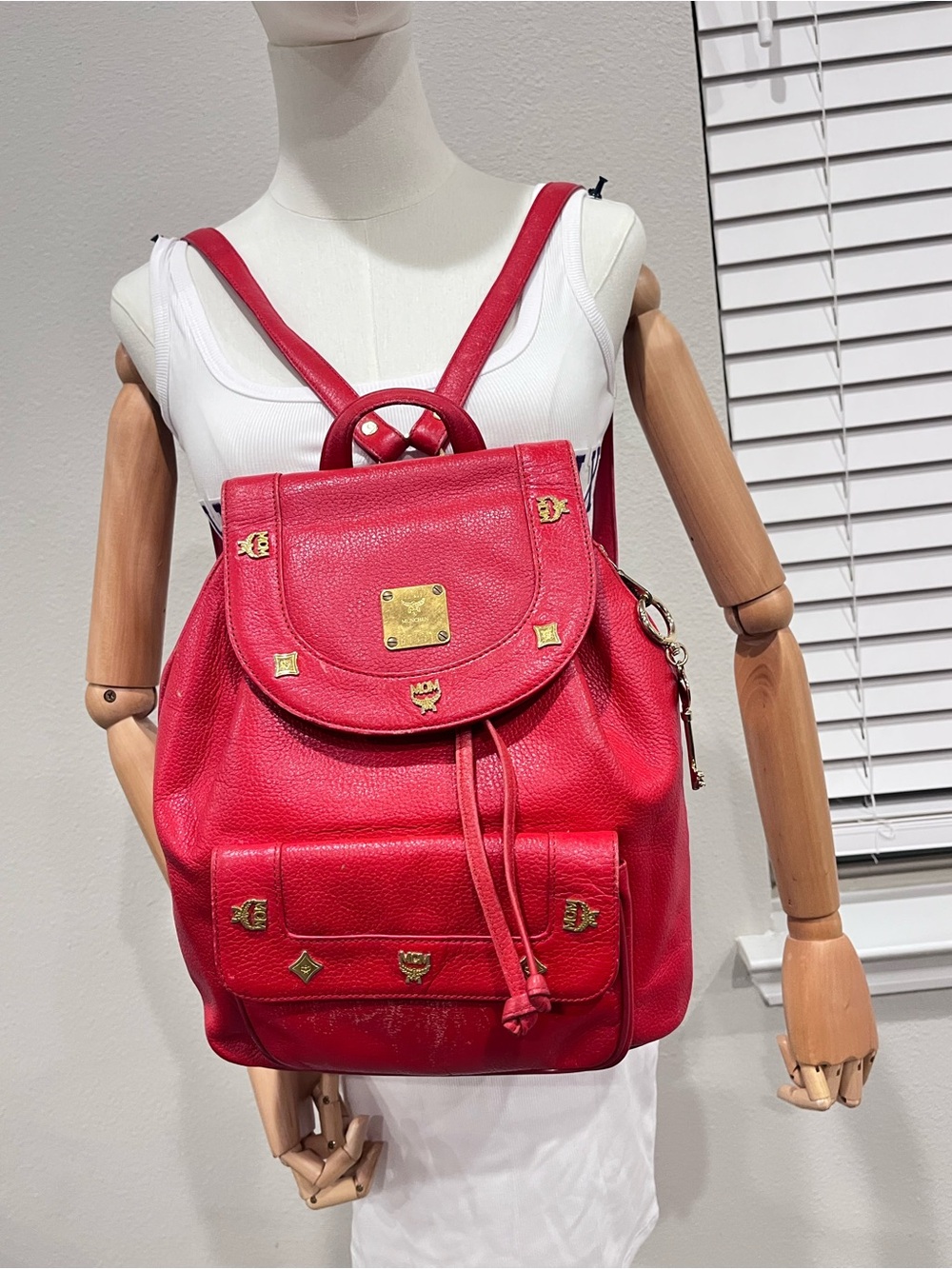 MCM Vintage Pebbled Leather Backpack.